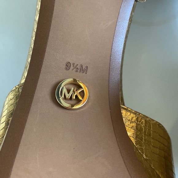 MICHAEL Kors Jordyn Snake Embossed Metallic Leather Platform Sandals - Picture 7 of 11